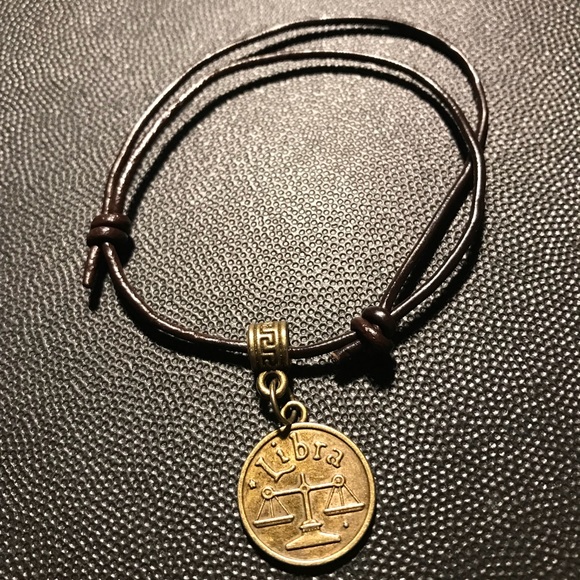 Charming Libra The Scales Leather Unisex Bangle - Picture 1 of 2